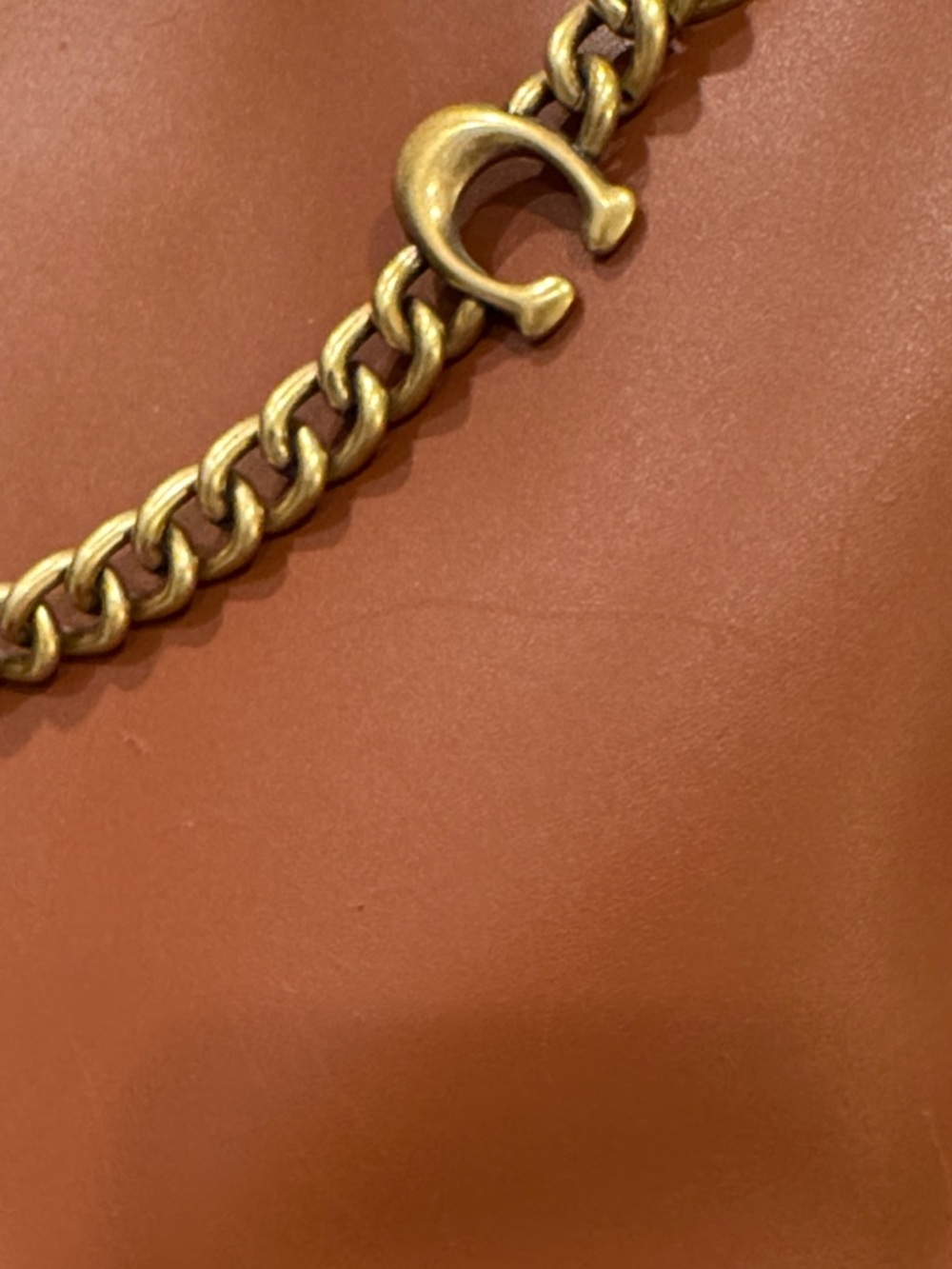 COACH Bag Signature Chain Central Brown Leather Tote - Picture 14 of 17